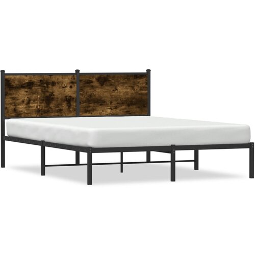 vidaXL Kovinski posteljni okvir z vzglavjem dimljen hrast 140x200 cm Cene