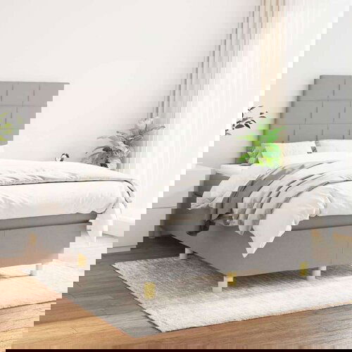 Box spring postelja z vzmetnico svetlo siva 120x200 cm blago, (20791297) Slike