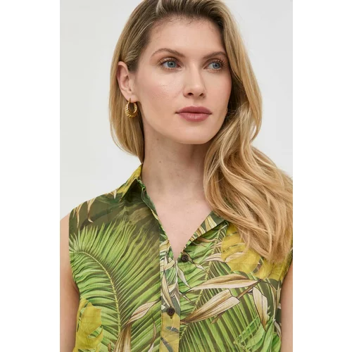 Guess Košulja za žene, boja: zelena, relaxed, s klasičnim ovratnikom