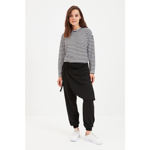 Trendyol Black Front Skirt Detailed Jogger Knitted Sports Sweatpants Slike