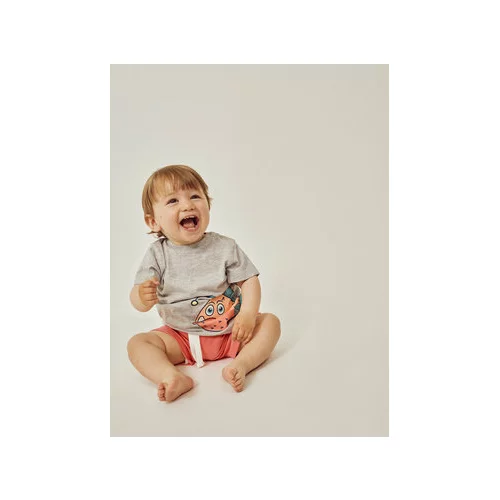 Zippy Pamučna majica kratkih rukava za bebe boja: siva, s tiskom
