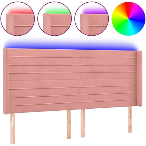 Maison Chic led posteljno vzglavje - vzglavna omarica - nočna omarica roza 163x16x118/128 cm žamet, (21707365) Slike