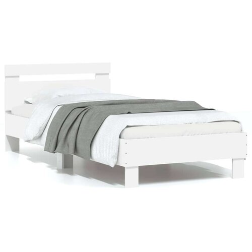 VidaXL Okvir kreveta s uzglavljem bijeli 90 x 200 cm konstruirano drvo Slike