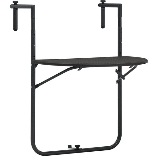 vidaXL Viseča balkonska mizica rjava 60x64x83,5 cm plastika ratan Cene