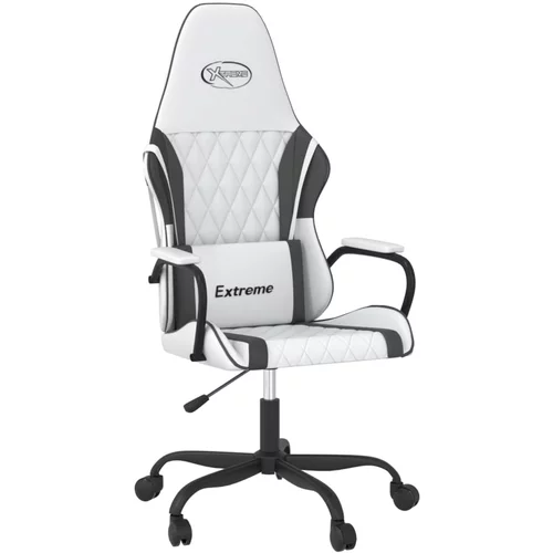 vidaXL Gaming stol bela in črna umetno usnje, (21152277)