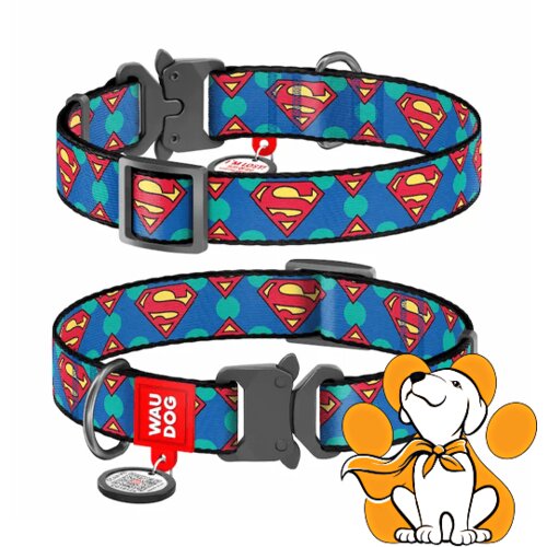 Wau dog Ogrlica Superman 25mm/35-58cm - XL, Moderan Dizajn U Tamnoplavoj Boji Slike