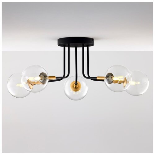 Jupiter 2040 - Luster na šipci BURANO 5xG9/10W/230V crna/zlatna/prozirna Cene