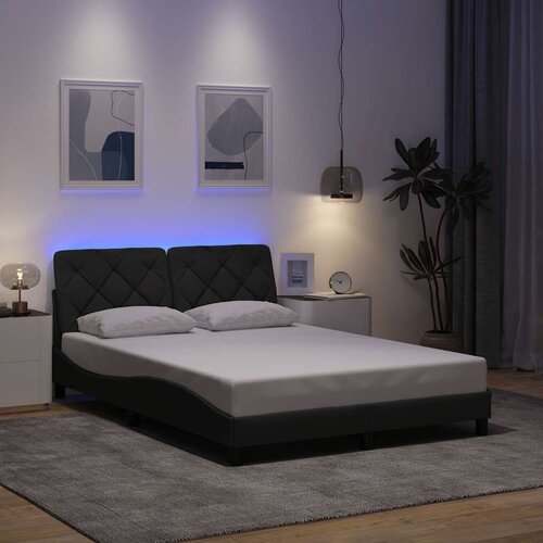 VidaXL Posteljni okvir z LED brez vzmetnice temno siv 140x200 cm Slike