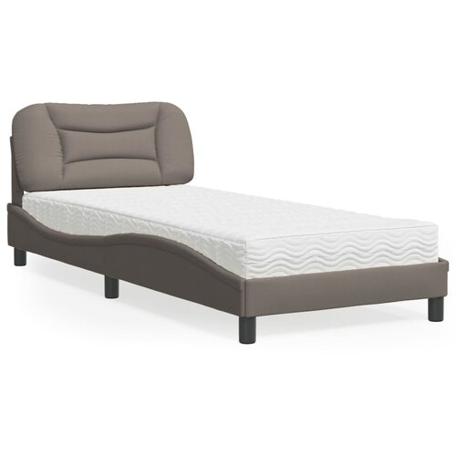  The Living Store Postelja z vzmetnico taupe 90x200 cm blago - Postelja, (21496851) Cene