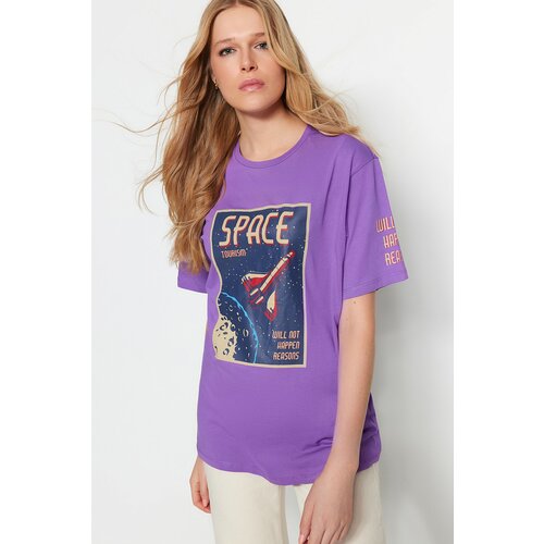 Trendyol T-Shirt - Purple - Oversize Cene