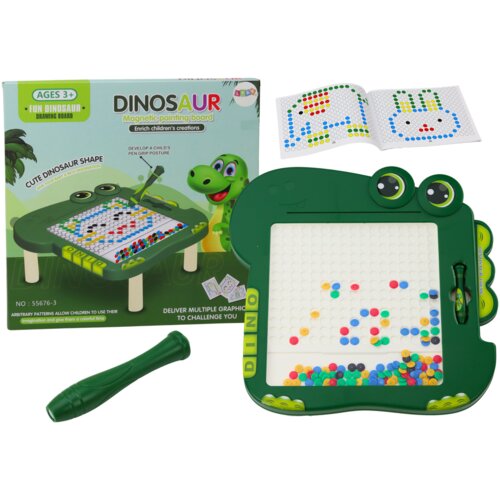  Edukativna magnetska ploča s dinosaurima, slagalica sa šarenim perlicama - zelena Cijene