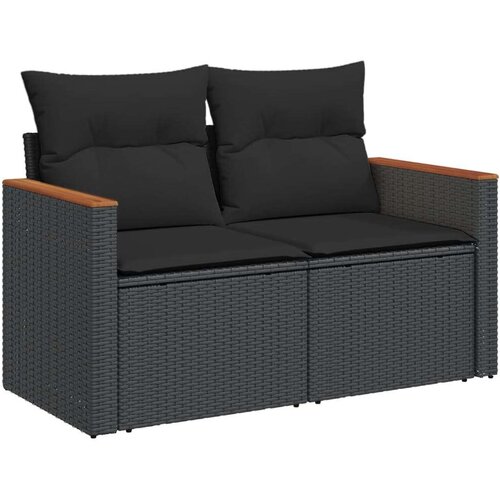 VidaXL 12-dijelni set vrtnih sofa od poliratana s jastucima crni Slike