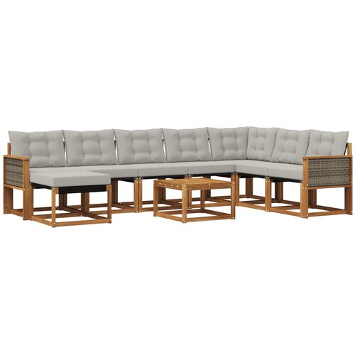 vidaXL Zunanja garnitura za sedenje 9 pcs Naravna in svetlo siva, (5000280305) Cene