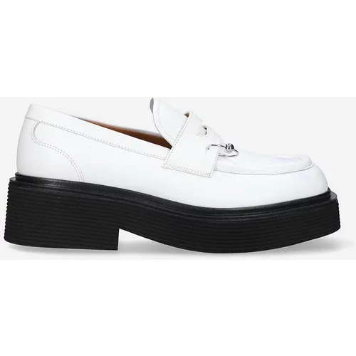 Marni Kožne mokasinke Moccasin Shoe za žene, boja: bijela, s platformom, MOMS003904.P3731-white