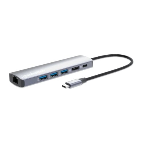 Manhattan Docking station 153959 6in1 USB-C - HDMI/3xUSB/GLAN/PD 100W Slike
