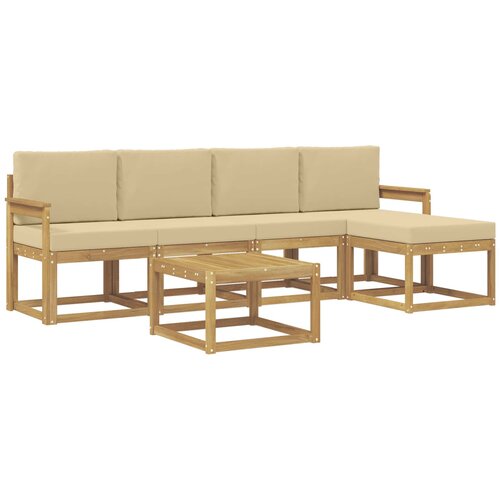 vidaXL Zunanja garnitura za sedenje z blazino 6 pcs Bela in bež, (5000282703) Cene