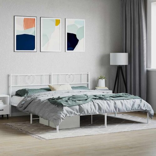  Metalni okvir za krevet s uzglavljem bijeli 180x200 cm Cijene