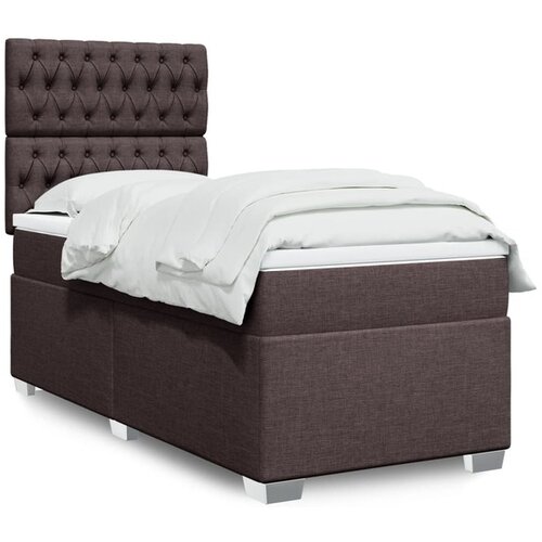 VidaXL Box spring postelja z vzmetnico temno rjava 80x200 cm blago Slike