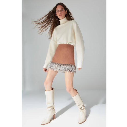 Trendyol Limited Edition Camel Mini Skirt Cene