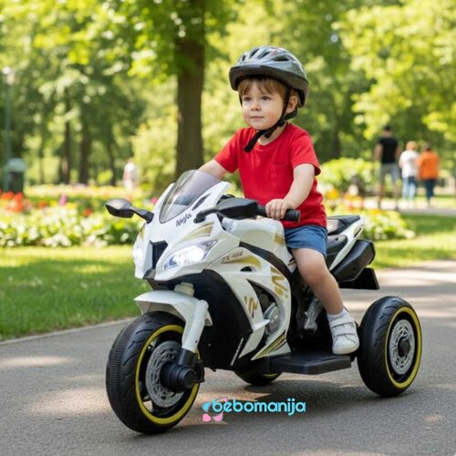 Veliki Dečiji motor na akumulator - NINJA 2.0 Beli Cene