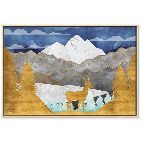  Slika - Golden Land (1 Part) Wide 120x80 U prirodnom drvenom okviru Slike