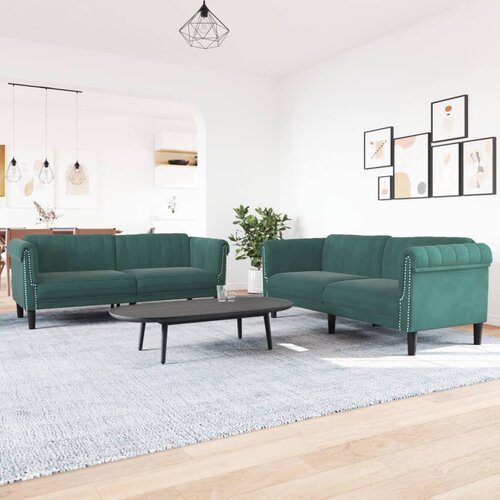 vidaXL 2-dijelni set sofa tamnozeleni baršunasti Cijene