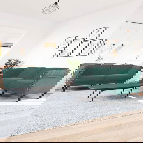 VidaXL 2-dijelni set sofa tamnozeleni bar&amp;scaron;unasti Slike