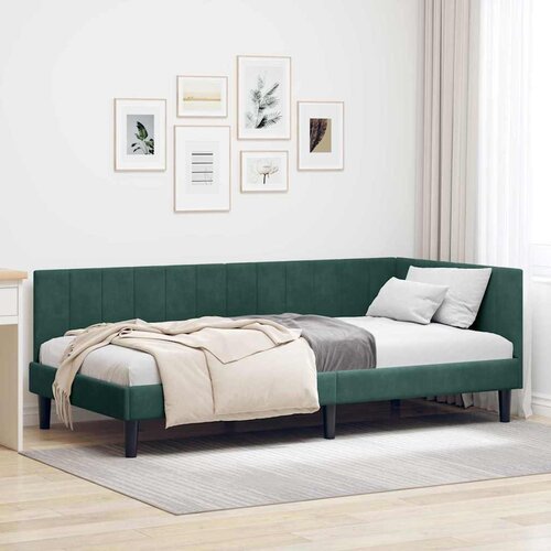VidaXL Kutni okvir kreveta Tamnozelena 100 x 200 cm Bar&amp;scaron;un Slike