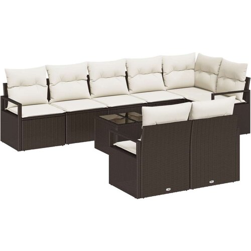  8-dijelni vrtni kauč set s jastučićima sivi poli ratan  2-sjedeći vrtni kauč s pohranom i jastučićima smeđi poli ratan Cijene
