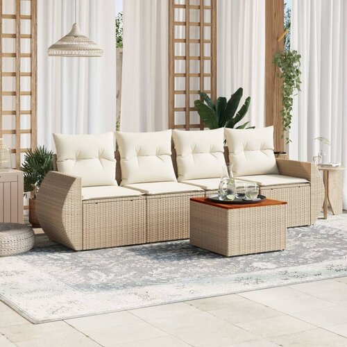  5-dijelni vrtni set sofa s jastucima bež od poliratana Cijene