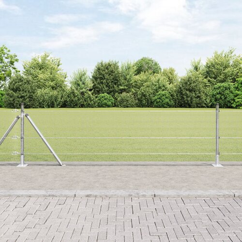 VidaXL varjena žičnata ograja z 13 flanged stebrički 0.4x25 m pocinkano jeklo Slike