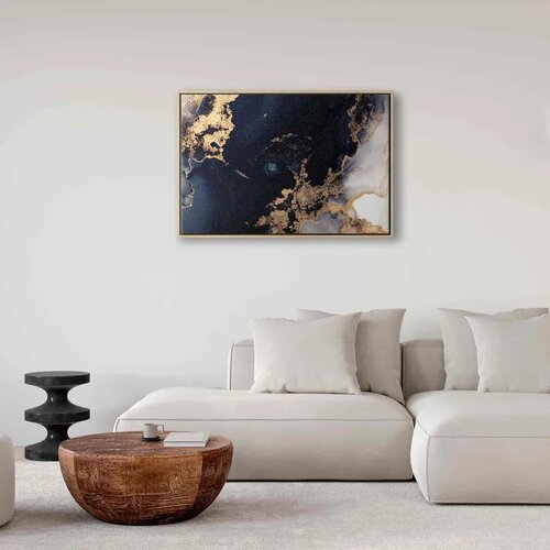  Slika - Marble and navy blue &amp;ndash; abstract textured pattern inspired by the starry sky 60x40 U prirodnom drvenom okviru Slike
