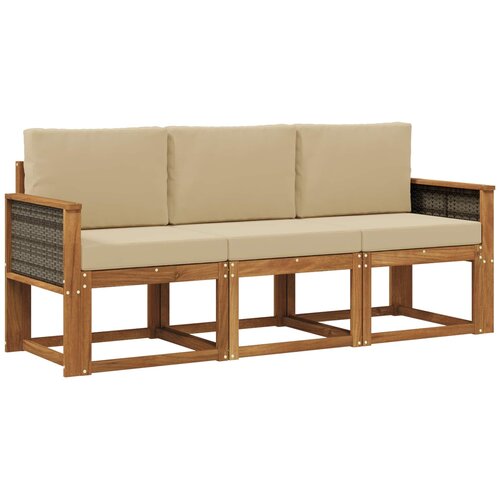 vidaXL Zunanja garnitura za sedenje z blazino 3 pcs Naravna, (5000279733) Cene