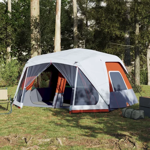 vidaXL Šator za kampiranje sivo-narančasti od zatamnjene tkanine LED