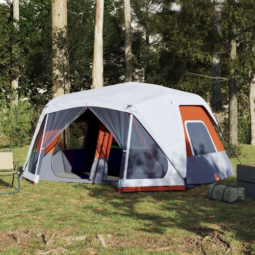 VidaXL &amp;Scaron;otor za kampiranje z LED lučkami siv in oranžen 443x437x229 cm Slike