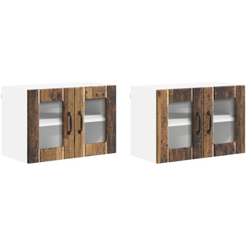  Zidni stakleni ormarić Lucca 2 pcs Staro drvo 60 x 31 x 40 cm Slike