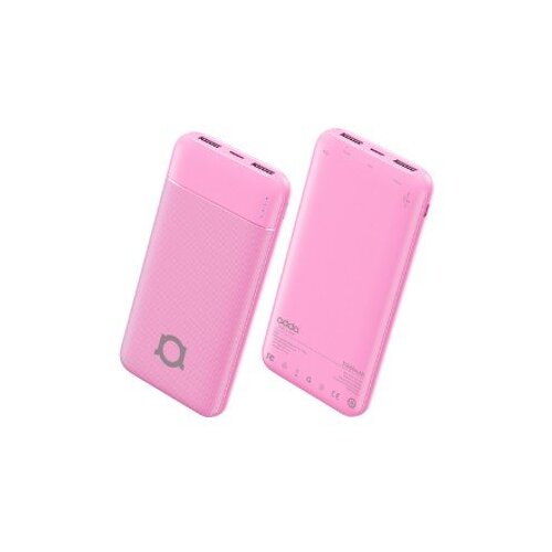 Powerbank Adda Collins PB-001-LP, Fusion , 10000mAh, Micro USB i Type-C ulazi, 2xUSB-A izlazi, 12W, roza Slike