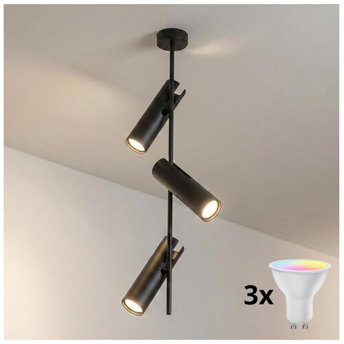 Brilagi LED RGBW prigu&amp;scaron;iva luster na &amp;scaron;ipci BRANCH 3xGU10/6,5W/230V crna Slike