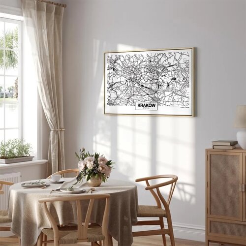  Slika - City Plan: Krakow (1 Part) Wide 60x40 U prirodnom drvenom okviru Slike