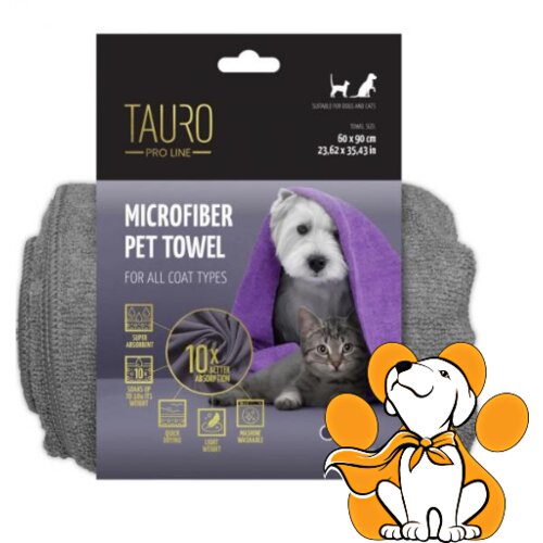 Tauro Pro Line microfiber Towel Grey 60x90cm, Peškir Pogodan Za Sve Tipove Dlake Slike