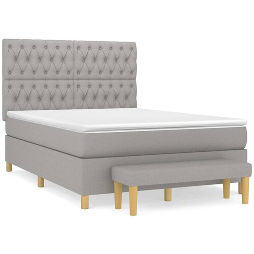 Maison Chic Box spring posteljni - Vzmetna postelja z vzmetnico svetlo siv 140x190 cm blago SL7016, (21906330) Cene