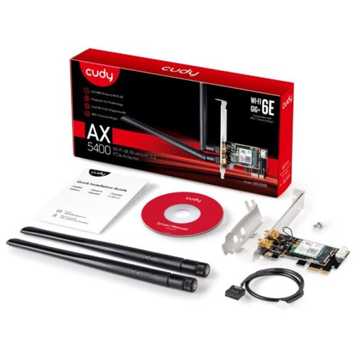 Cudy Wi-Fi adapter WE3000 AX5400 Wi-Fi 6E + BT5.2 PCI Express 2.4+5GHz 2x5dBi Cene