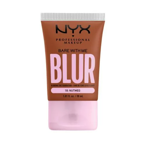 NYX Professional Makeup Bare With Me Blur Tint Foundation mat puder s srednjo prekrivnostjo 30 ml Odtenek 18 nutmeg