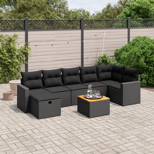 vidaXL 8-dijelni set vrtnih sofa od poliratana s jastucima crni Cijene