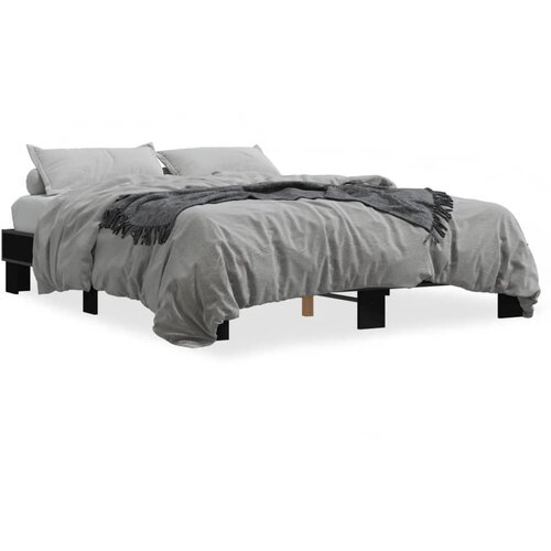  Okvir za krevet crni 150x200 cm konstruirano drvo i metal Slike