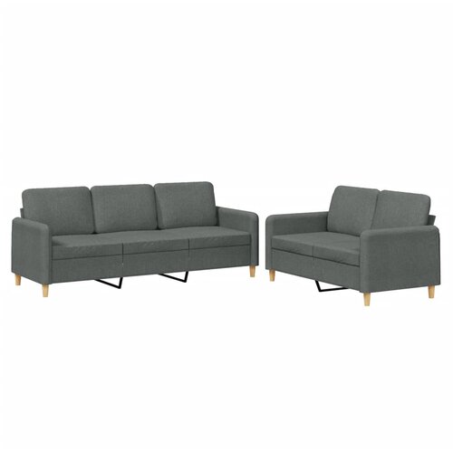 2-dijelni set sofa s jastucima tamnosivi od tkanine Slike