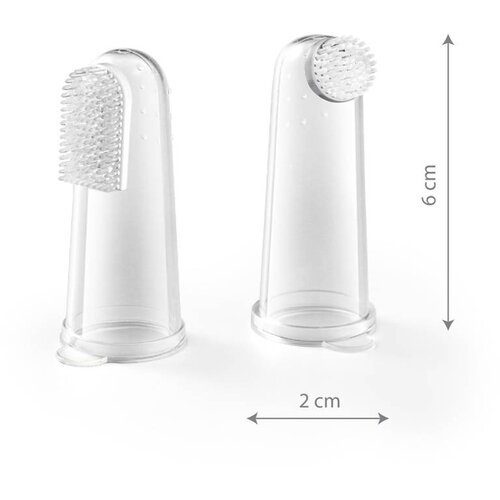 BabyOno Silicone Toothbrush otro&amp;scaron;ka zobna &amp;scaron;četka za na prst z etuijem 0m+ 2 kos Slike