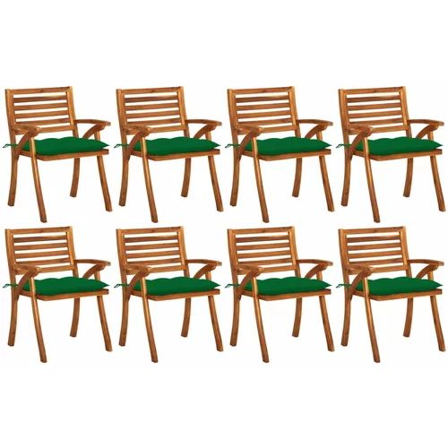  Vrtne stolice s jastucima 8 kom od masivnog drva bagrema