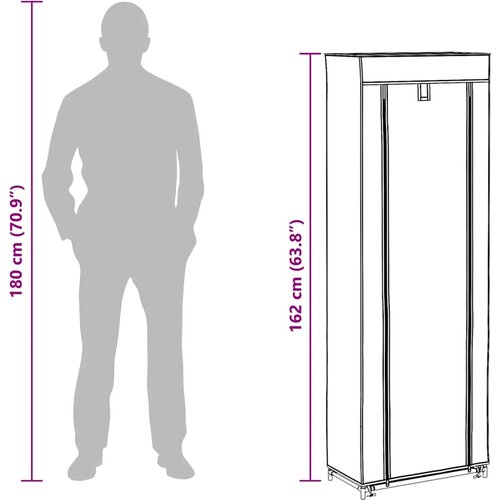  za Cipele s Pokrovom od Tkanine 57 x 29 x 162 cm, Crni Slike