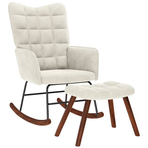 VidaXL Gugalni stol s stolčkom Cream Velvet Slike